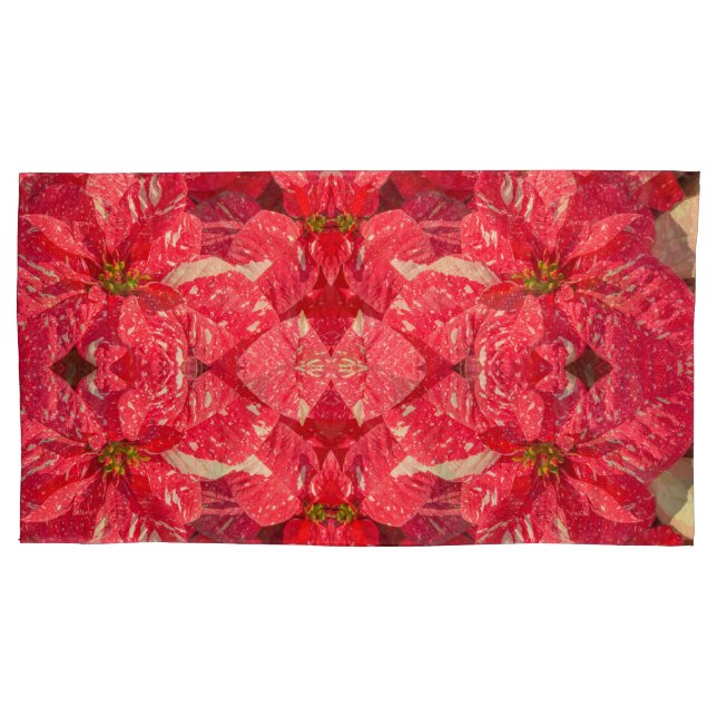 Red plant Poinsettia Flower Pillow Case (Front-Left)