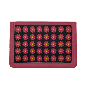 Red Plasticine Flower Pattern Trifold Wallet