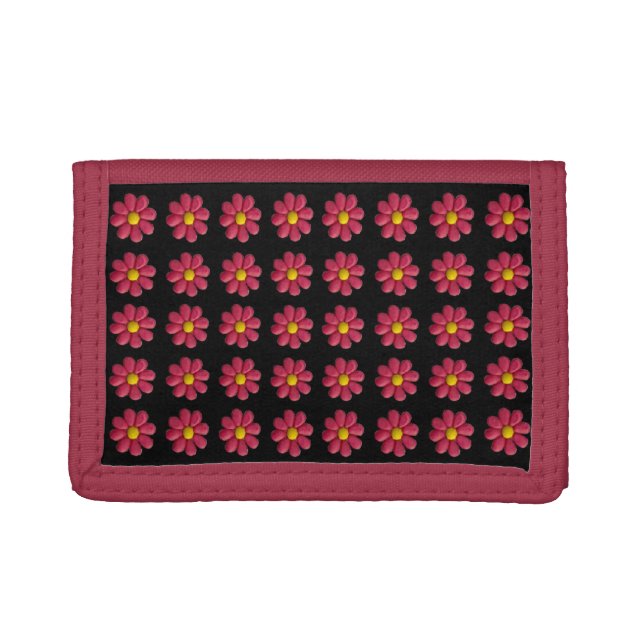 Red Plasticine Flower Pattern Trifold Wallet (Front)