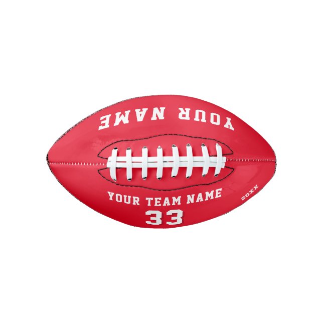 Red Player Name Number and Team Name Football (Front)