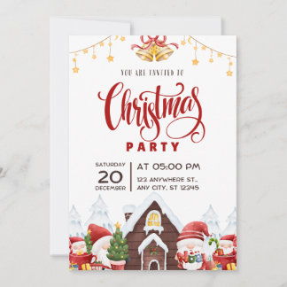 Red Playful Christmas Party Flyer Invitation