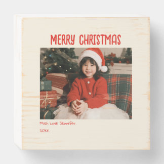 Red Playful Hand Drawn Doodle Whimsical Christmas Wooden Box Sign