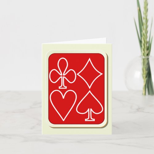 Red Playing Card Suits Note Card