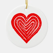 Red Playing Card Symbol Heart Shape Linocut