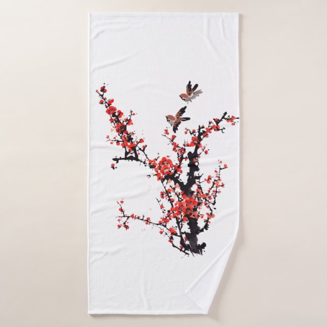 Red Plum Blossom Bath Towel (Bath Towel)