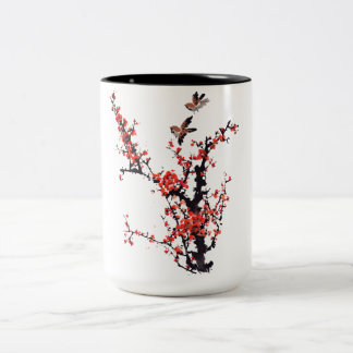 Red Plum Blossom Two-Tone Coffee Mug
