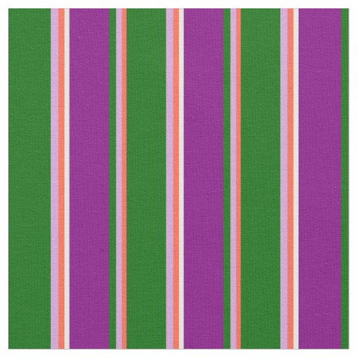 Red, Plum, Dark Green, Purple & White Pattern Fabric