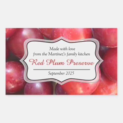 Red plum jam preserve label sticker