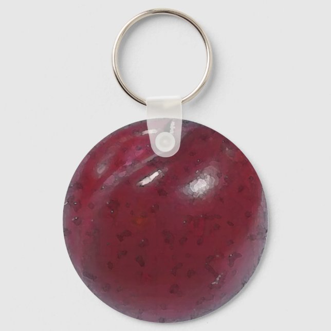 Red Plum Watercolor Keychain (Front)