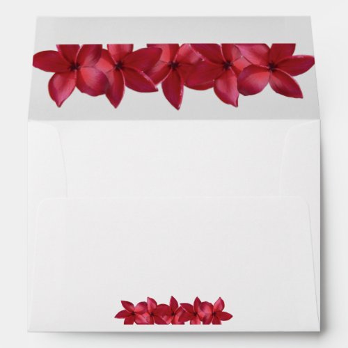 Red Plumeria Frangipani 5x7 Wedding Invitation Envelope
