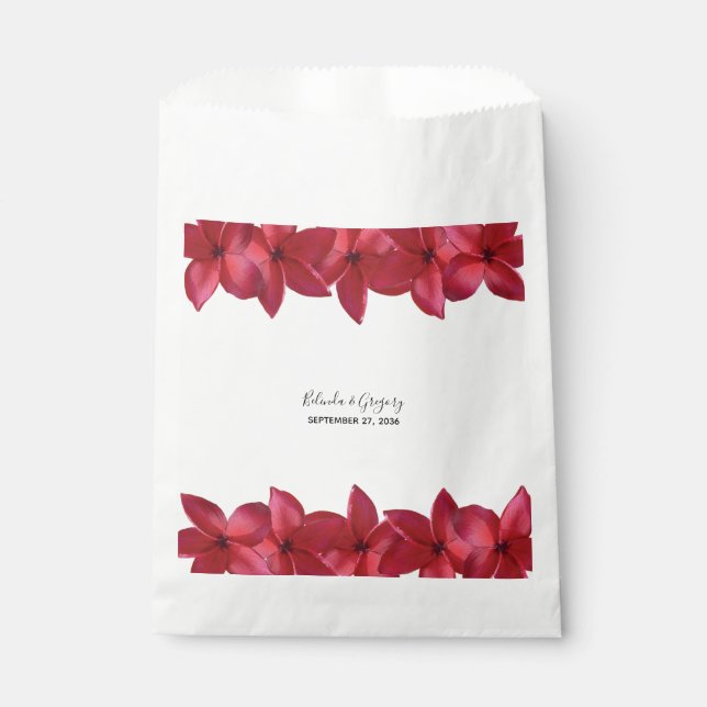 Red Plumeria Frangipani Wedding  Favor Bag (Front)