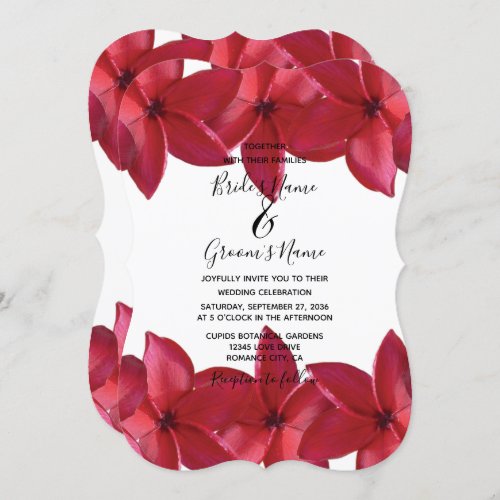 Red Plumeria Frangipani Wedding Invitations