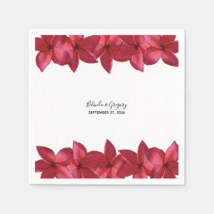 Red Plumeria Frangipani Wedding  Napkins