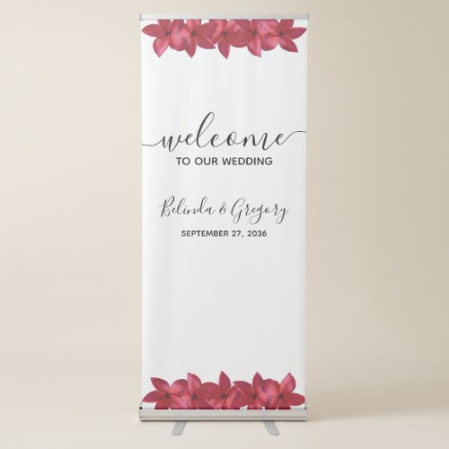 Red Plumeria Frangipani Wedding Welcome Sign