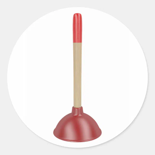 Red Pluger Red plunger classic round sticker | Zazzle