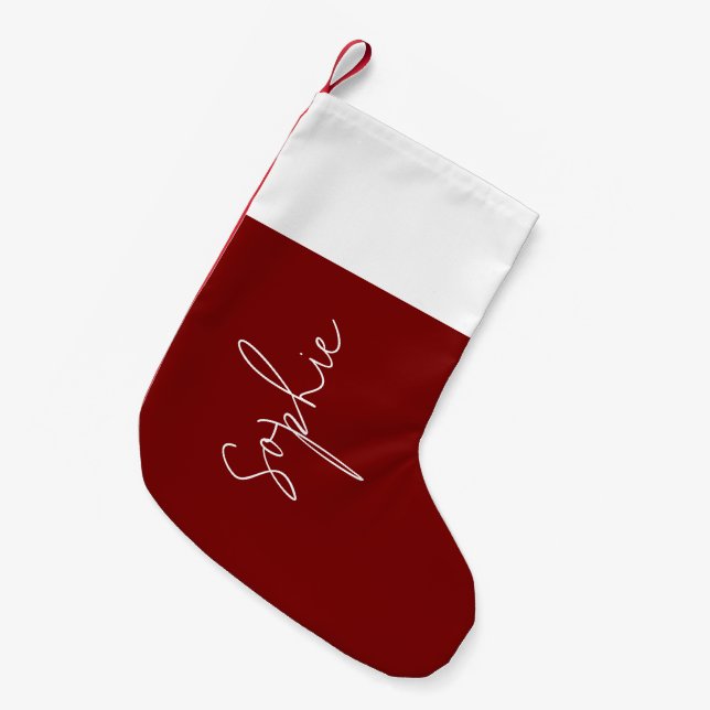 Red Plush Christmas Stocking,Personalized  Small Christmas Stocking (Front (Hanging))