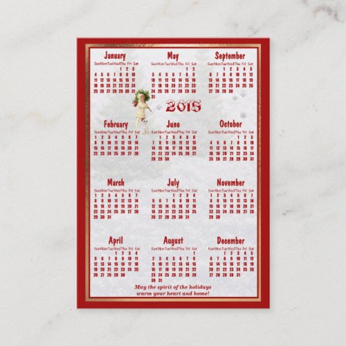 Red Poinsettia 2015 Pocket Calendar Business Card