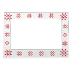 Red Poinsettia, Abstract Christmas Magnetic Frame