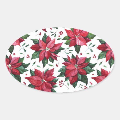 Red  Poinsettia and Berries Sticker