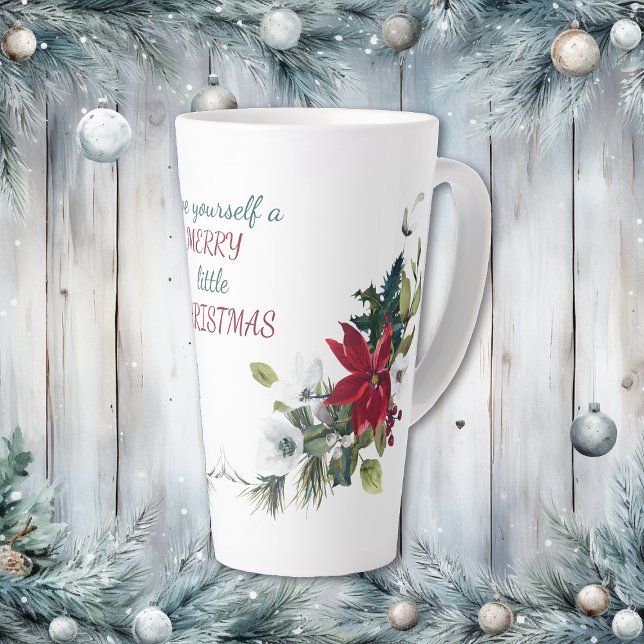 Red Poinsettia Bouquet Merry Little Christmas Latte Mug (Creator Uploaded)