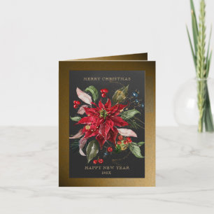Red Poinsettia Christmas Botanical Winter Plant Card