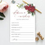 Red Poinsettia Christmas Bridal Advice & Wises<br><div class="desc">Elegant Dusty Blue Winter Foliage Advice Card.
Personalize with the bride to be's name and date of shower. 
For further customization,  please click the "customize further" link. If you need help,  contact me please.</div>