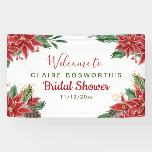 Red Poinsettia Christmas Bridal Shower Banner