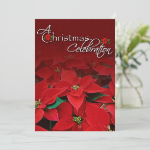 Red Poinsettia Christmas Celebration Invitation