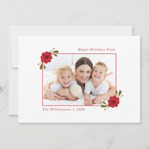 Red Poinsettia Christmas Floral Holiday Photo Card