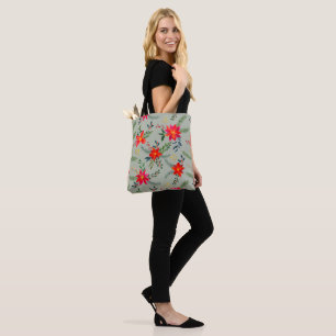  Red Poinsettia Christmas Floral Tote Bag
