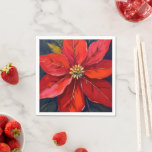 Red Poinsettia Christmas Flower Painted Napkins