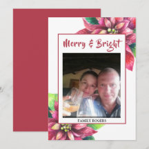 Red Poinsettia Christmas Holiday Card