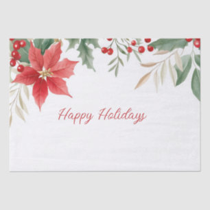 Red Poinsettia Christmas Holiday Tissue Paper
