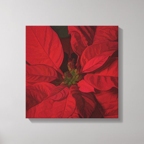 Red Poinsettia Christmas Holidays Canvas Print