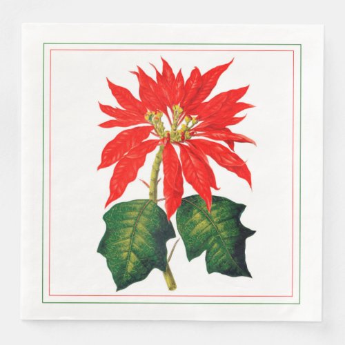 Red Poinsettia Christmas Paper Napkins