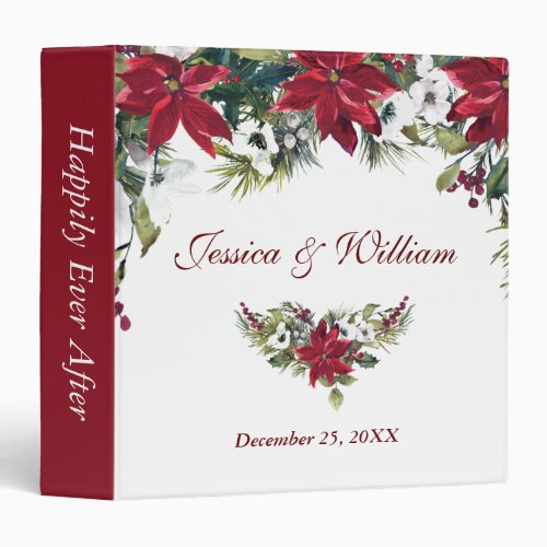 Red Poinsettia Christmas PHOTO Wedding Binder