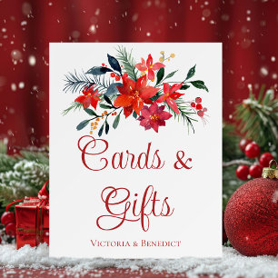 Red Poinsettia Christmas Wedding Cards & Gifts Foam Board