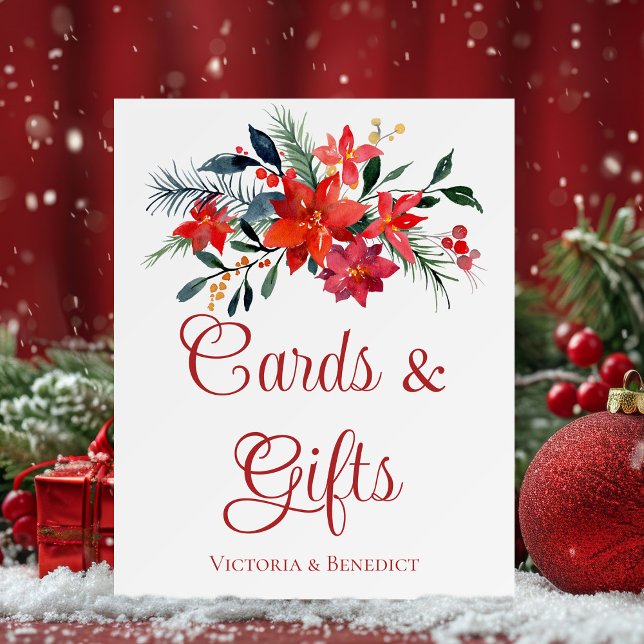 Red Poinsettia Christmas Wedding Cards & Gifts Foam Board (Creator Uploaded)