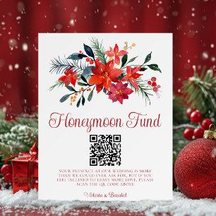 Red Poinsettia Christmas Wedding Honeymoon Fund Foam Board
