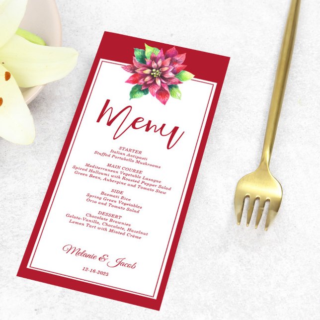 Red Poinsettia Christmas Wedding Menu (Creator Uploaded)