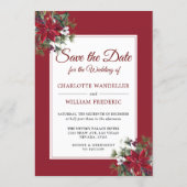 Red Poinsettia Christmas Wedding Save the Date Invitation (Back)