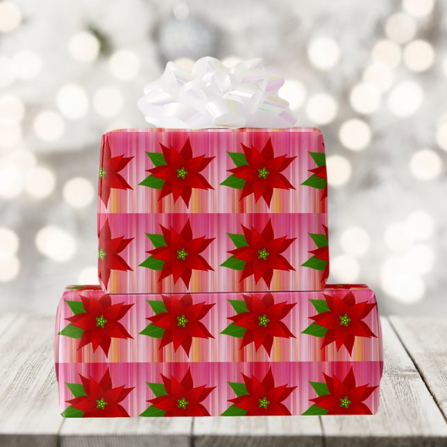 Red Poinsettia Christmas Wrap Paper (Creator Uploaded)