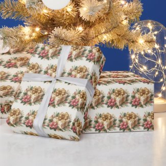 Red Poinsettia Coquette Gold Bow Christmas