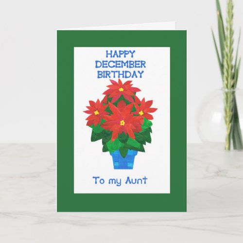 Red Poinsettia December Birthday for Aunt Card