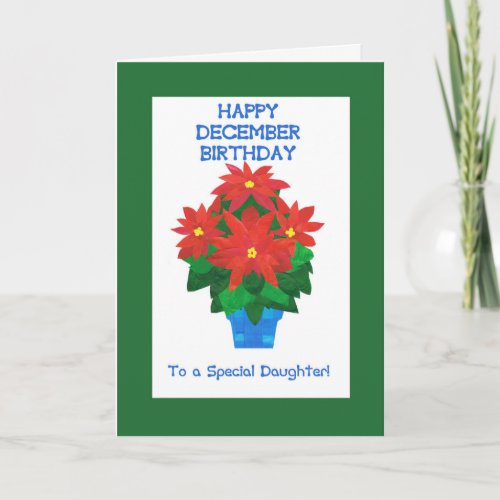 Red Poinsettia December Birthday for Daughter Card