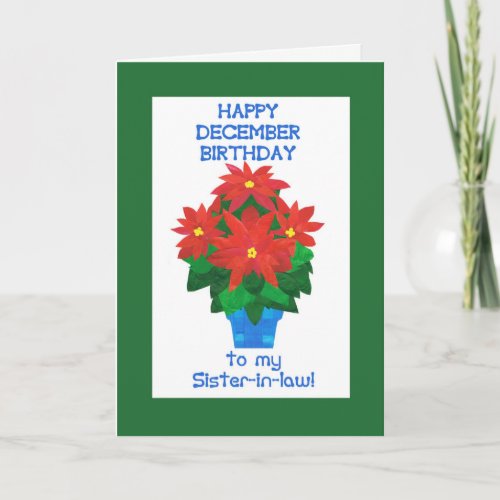 Red Poinsettia December Birthday for Sister_in_law Card