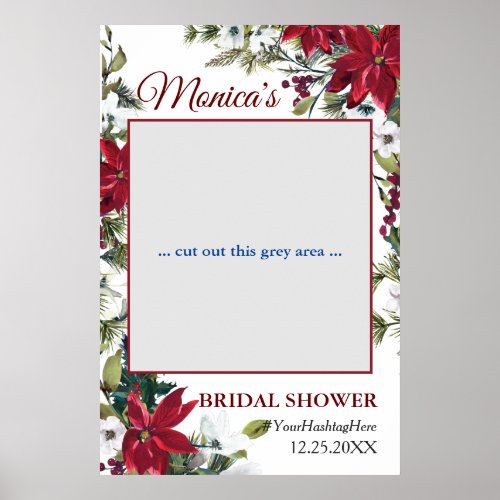 Red Poinsettia Floral  Bridal Shower Photo Prop Poster