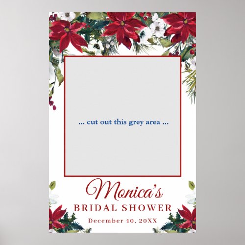 Red Poinsettia Floral  Bridal Shower Photo Prop Poster