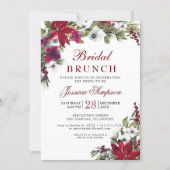 Red Poinsettia Floral Christmas Bridal Brunch Invitation (Front)