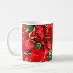 Red Poinsettia Floral Christmas Coffee Mug